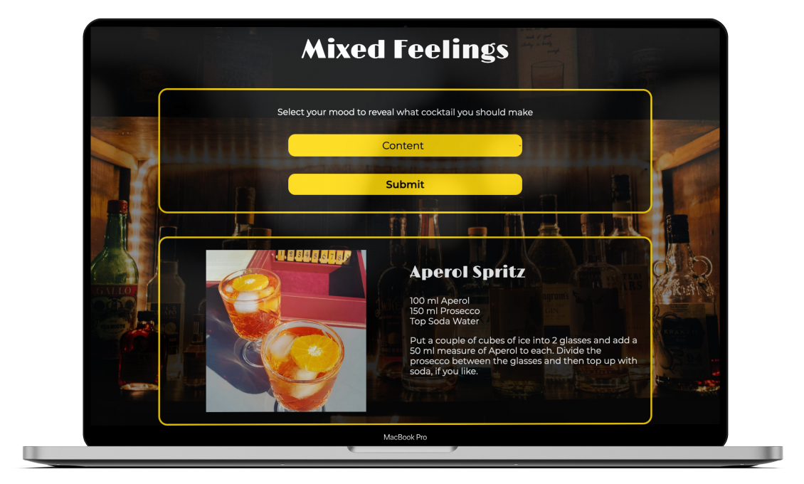 A screenshot of my Mixed Feelings app.